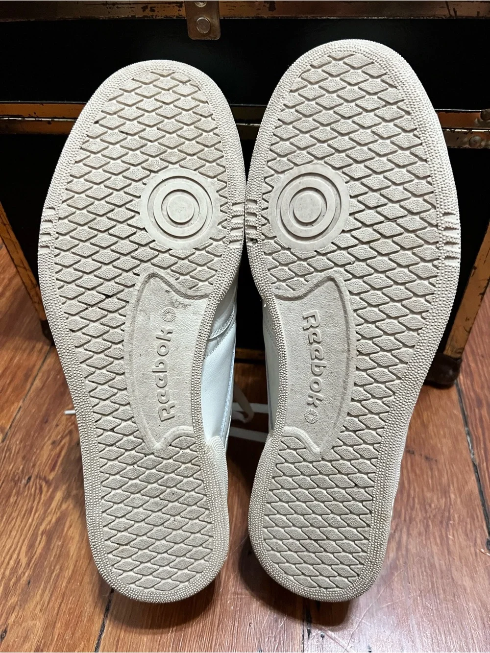 Reebok White Leather Low-Top Sneakers with Green Logo